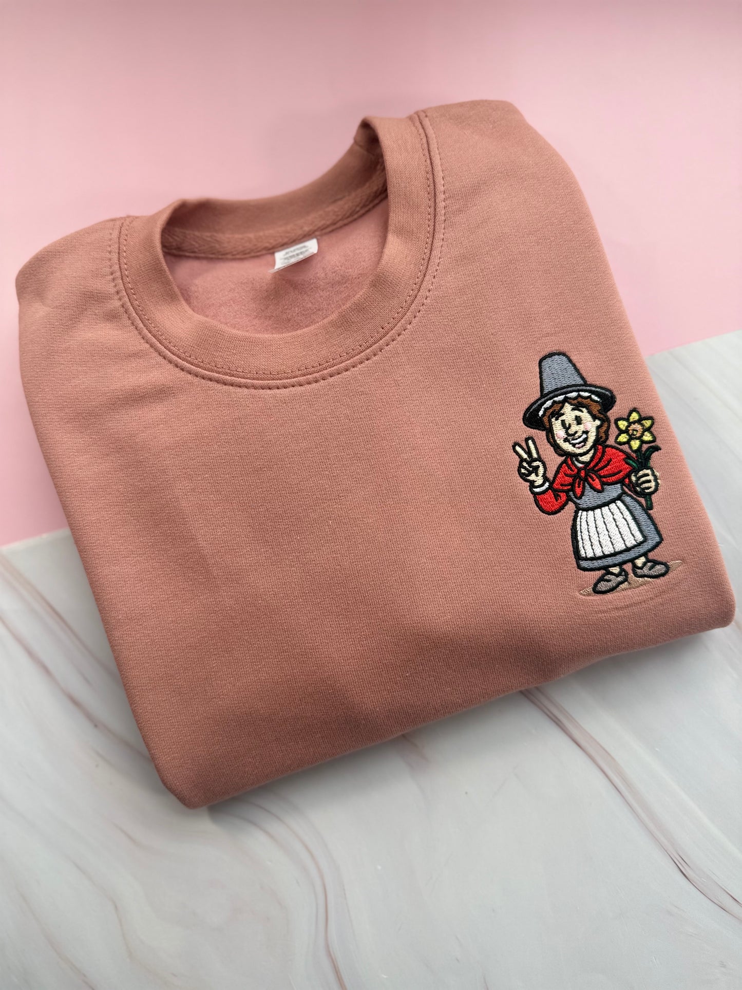 Dusky pink embroidered Miri Machno jumper 