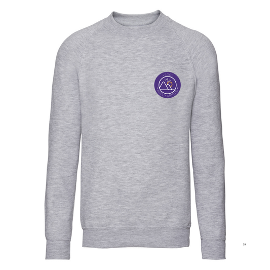 Embroidered school jumper featuring Ysgol Awel Y Mynydd school logo