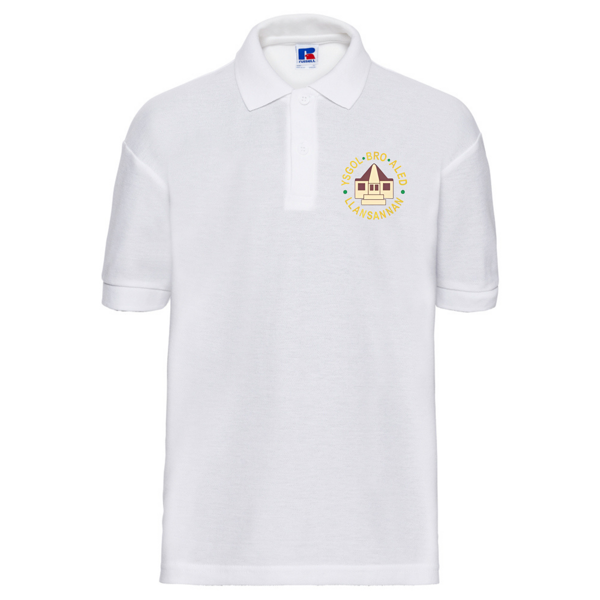 Embroidered Polo shirt featuring Ysgol Bro Aled school logo 