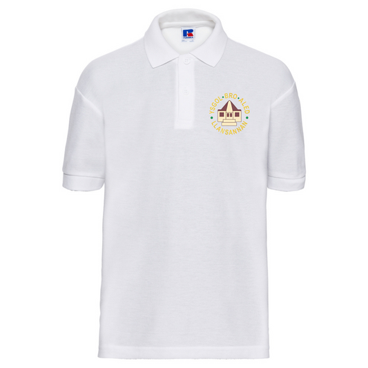 Embroidered Polo shirt featuring Ysgol Bro Aled school logo 