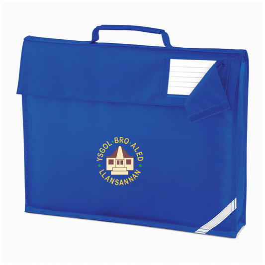 school bookbag featuring Ysgol Bro Aled school logo