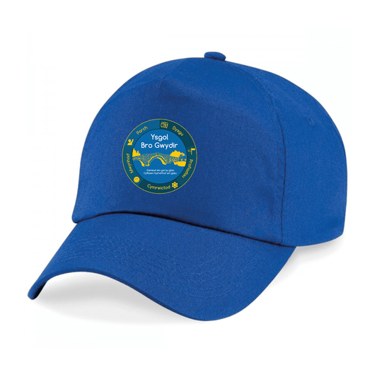Baseball cap summer hat embroidered featuring Ysgol Bro Gwydir school logo