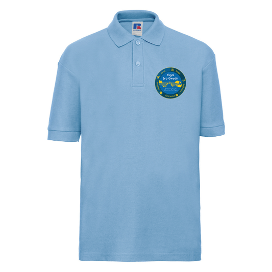 Embroidered polo shirt featuring Ysgol Bro Gwydir school logo
