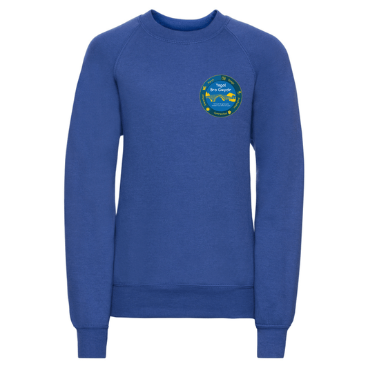 Embroidered school jumper featuring Ysgol Bro Gwydir school logo