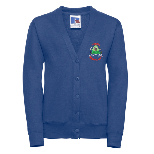 Embroidered school cardigan featuring Ysgol Penmachno school logo