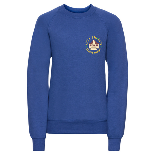 Embroidered school jumper featuring Ysgol bro Aled school logo