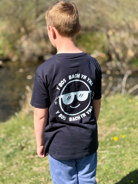 printed smiley face design on the back of a tshirt